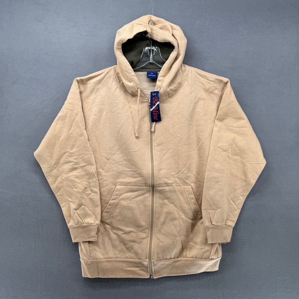 Be Mine Mens Tan Full Zip Hooded Sweatshirt Hoodie Size L